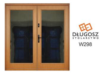 Drzwi DŁUGOSZ zewnętrzne dwuskrzydłowe 230x210 duże szyby 90x146 dostwka