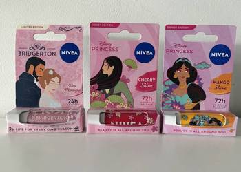 Zestaw 3 pomadek Nivea: Mango Shine, Cherry Shine, Rose Meringue