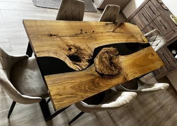 Stół jesionowy żywica epoksydowa loftowy