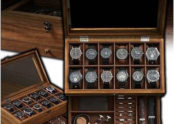 etui pudełko na zegarki eleganckia szkatułka na biżuterię brązowa 12szt