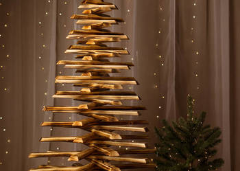 Ekologiczna choinka z drewna opalanego 160 cm, naturalna ozdoba świąteczna