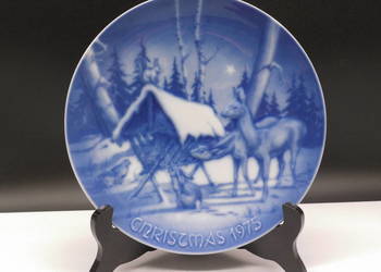 Talerz Świąteczny 1975 * ROYALE Blue Winter China * Niemcy * Vintage