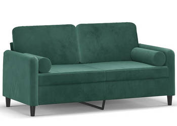 2-osobowa sofa z poduszkami ciemnozielona 140 cm aksamit WM-3200883