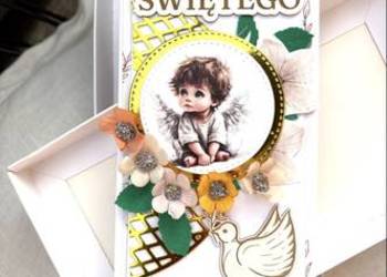 Pamiątka chrztu, komuni, kartka urodzinowa, na ślub