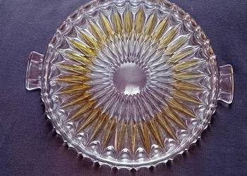 Patera - tortownica Walther Glas, druga połowa XX w. Szkło lazurowane. Patera - tortownica Walther Glas, druga połowa XX w. Szkło lazurowane.