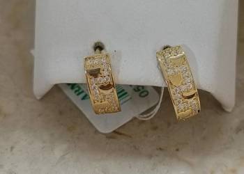 Złote Nowe kolczyki z cyrkoniami zap.angiel.wys.15mm.pr.375