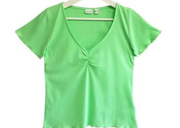Damska bluzka jasno zielona z krótkim rękawem prążkowana Bonprix 34/XS