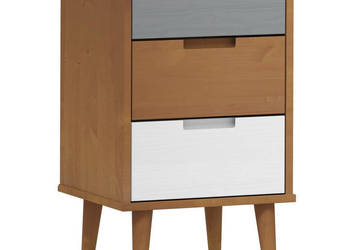Szafka nocna MOLDE brązowa 40x35x65 cm lite drewno sosnowe WM-350498