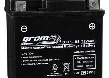 Akumulator  4Ah 80A P+ motocyklowy GROM GTX5L-BS 12V