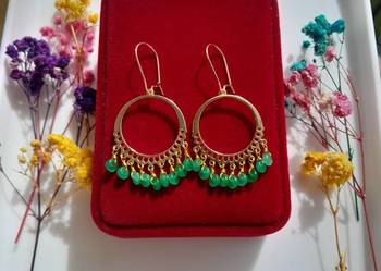 Pozłacane kolczyki z naturalnego kamienia Szmaragd.