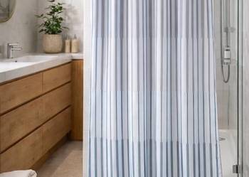 Zasłona prysznicowa tekstylna elegancka klasyczna geometryczny wzór