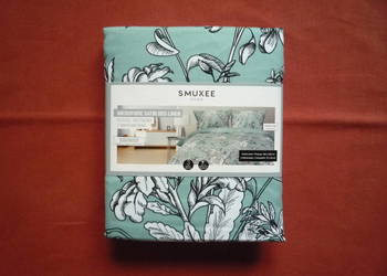 Smukee nowa zielona pościel satynowa mikrowłókno kwiaty 160x200