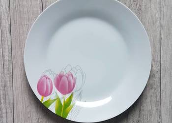 DOMOTTI Talerz obiadowy płytki na drugie danie Tulipan 23 cm