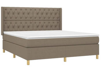 Łóżko kontynentalne z materacem taupe tkanina 160x200 cm WM-3139129