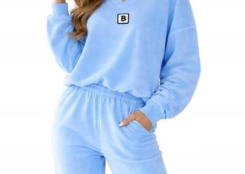 dres welurowy z naszywką bluza spodnie komplet ONE SIZE