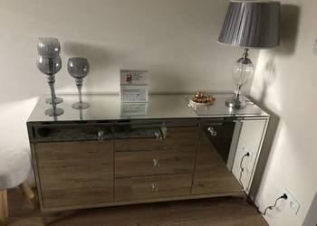 Komoda lustrzana, z lustra, glamour, gałka kryształ, noga prosta chrom !!!