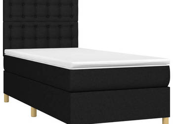 Łóżko kontynentalne z materacem czarne tkanina 80x200 cm WM-3135711