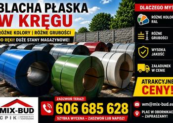 Blacha płaska w kręgu I i II gatunek/ arkusze/ formatki/o,5/0,6/0,7/ RAL