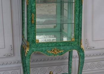 Witryna Okuta Brązem + Medalion Porcelana - Malachit - Gablota - Serwantka