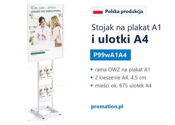 Biały stojak na plakat A1 i ulotki A4