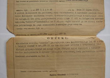 ''Osiedle '' Radzymin / Sąd Grodzki - zniesławienie listonosza 1934