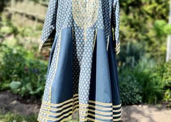 Orientalna tunika boho bawełna złote detale 5XL etno Bollywood Indie plus s