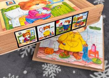 Drewniane puzzle edukacyjne MISIE w pudełku