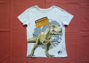 Sinsay 122/128 Koszulka szara Bluzka T-shirt Dinozaur Tyrannosaurus