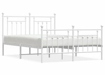 Łóżko Metalowe Białe Rama Łóżka Ze Stelażem Biała 140x190 cm WM-353604