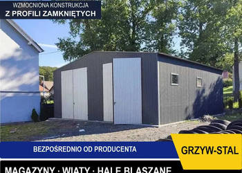Garaż Blaszany Grafitowy z bramami wjazdowymi - GrzywStal