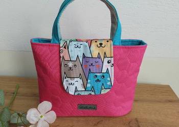 Różowa Torebka Koszyk w KOTKI handmade