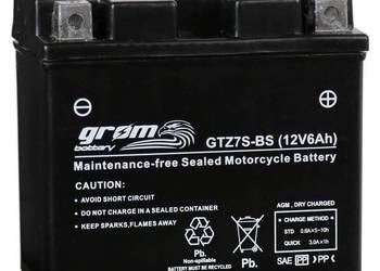 Akumulator 12V 6Ah 120A P+ motocyklowy GROM GTZ7S-BS