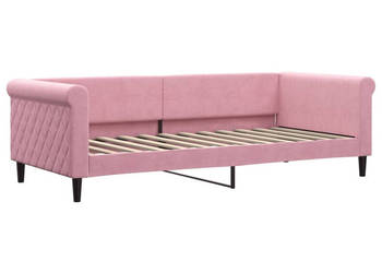 Łóżko dzienne różowe obite aksamitem 90x200 cm WM-354247
