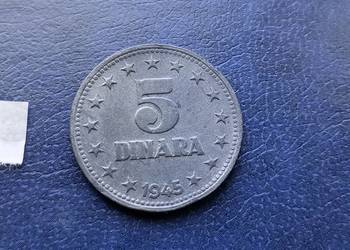Stare monety 5 dinar 1945 Jugosławia