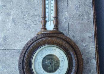 nr8 Stary secesyjny barometr ścienny termometr do renowacji