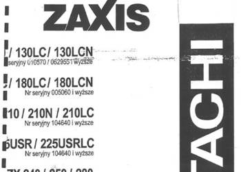 DTR Instrukcja Hitachi ZX 110LC,120,180, 200, 225, 250, 270, ZX 330,350LC