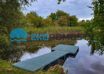 Pomost pływający 9mb, 18mkw z kratą stalową z odpinaną tratwą