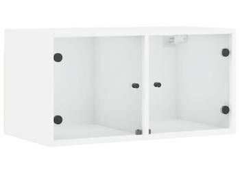 Szafka wisząca ze szklanymi drzwiami biała 685x37x35 cm WM-836497