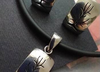 Komplet wisior kolczyki srebro 925 rękodzieło artystyczne