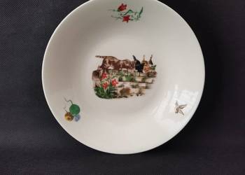 Stary bajkowy talerz porcelana dziecięca Tułowice design PRL