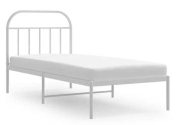Łóżko Metalowe Białe Rama Łóżka Ze Stelażem Biała 90x190 cm WM-353676
