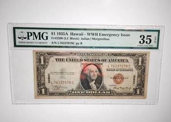 Banknot USA 1 $ 1935A Hawaii PMG 35 Banknot USA 1 $ 1935A Hawaii PMG 35