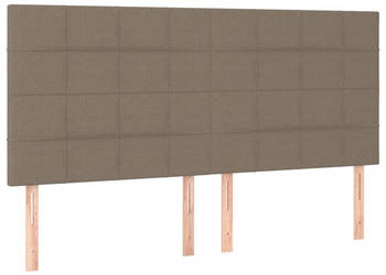 Zagłówek do łóżka z LED taupe 200x5x118/128 cm tkanina WM-3122450