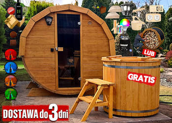 SAUNA Ogrodowa 250cm + GRATIS BECZKA 500L + Akcesoria