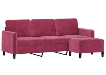 3-osobowa sofa z podnóżkiem winna czerwień 180 cm aksamit WM-3201178