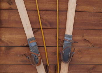 Stare narty dziecięce 100 cm + kijki