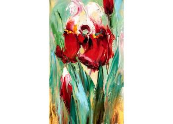 Kowalik - Irysy 20x40cm  obraz olejny kwiaty Irys  bukiet wiosna