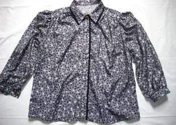 Elegancka Szara Koszula Bufki Lamówka 46 48 vintage