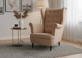 Fotel Uszak Skandynawski Piaskowy, Różne Kolory, Dostawa 0zł!