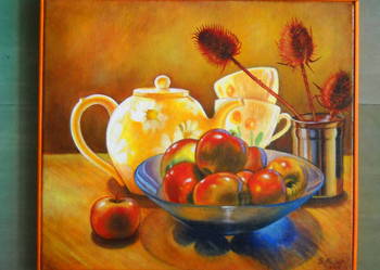 Obraz olejny,"Jabłka"40x35,5